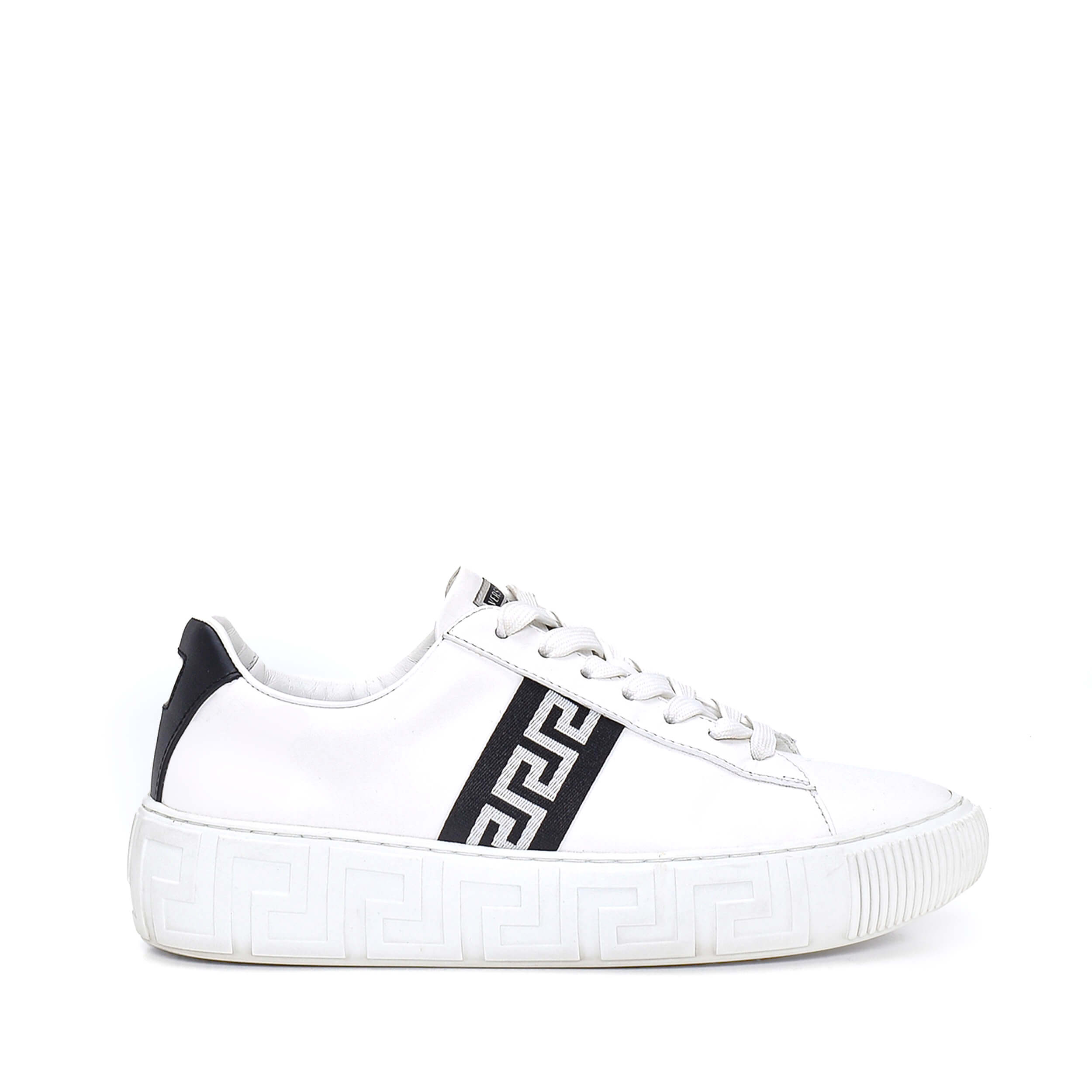 Versace - White Leather Versace Logo Detailed Sneakers